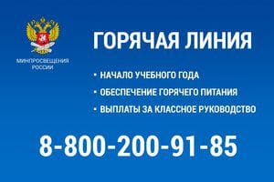 Федеральная горячая линия Минпросвещения России по вопросам начала учебного года, горячего питания и выплатам за классное руководство продолжает работу